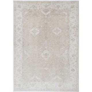 Hand Knotted Beige Turkish Area Rug with Floral Design for Home Decor | 100% Wool