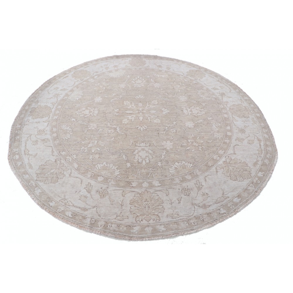 Round Hand Knotted Wool Area Rug | Floral Design Circle Carpet