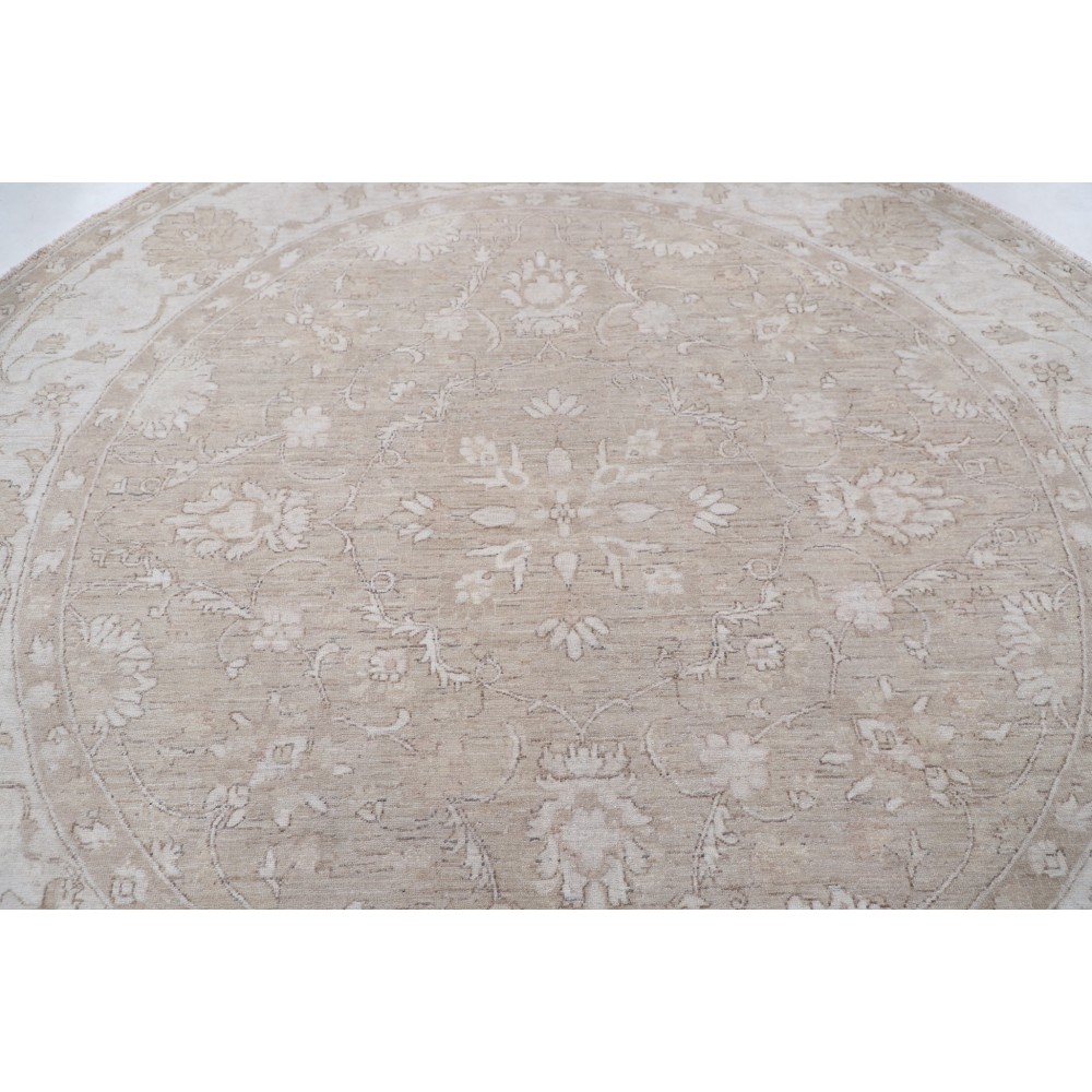 Round Hand Knotted Wool Area Rug | Floral Design Circle Carpet