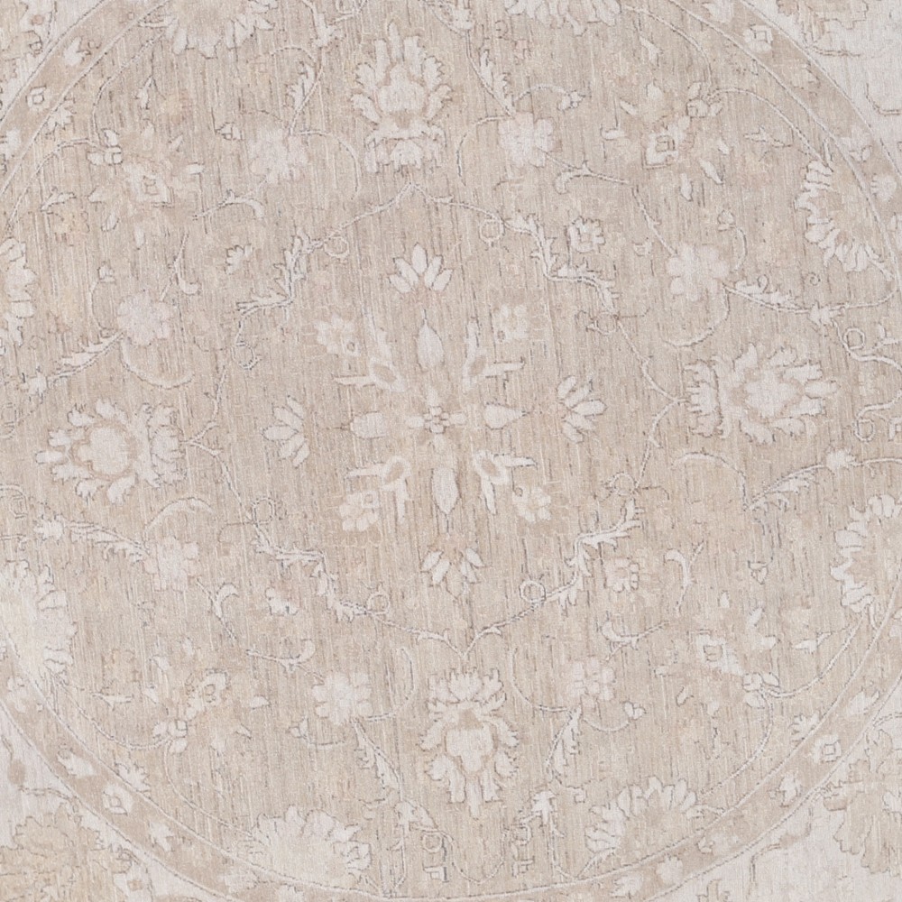 Round Hand Knotted Wool Area Rug | Floral Design Circle Carpet