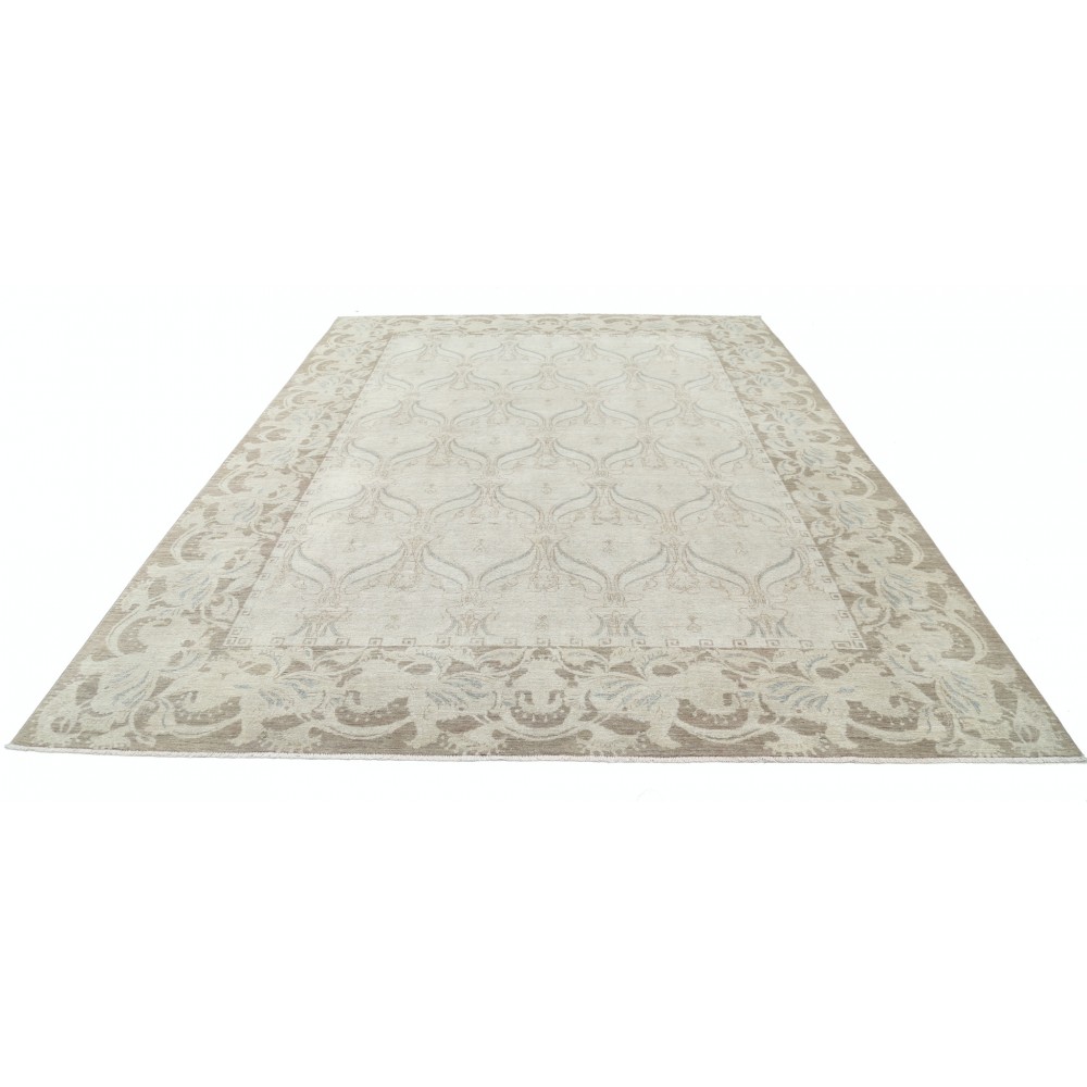 Hand Knotted Large Area Rug for Dining Room and Bedroom | Beige Carpet for Living Room Decor | 100% Wool