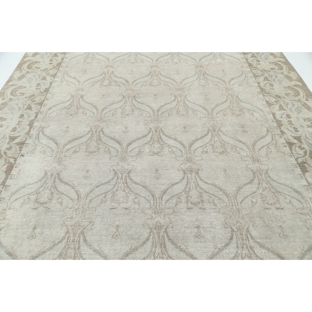 Hand Knotted Large Area Rug for Dining Room and Bedroom | Beige Carpet for Living Room Decor | 100% Wool