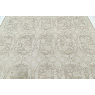 Hand Knotted Beige Wool Large Area Rug | Floral Carpet for Living Room, Dining Room, Bedroom