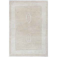 Traditional Hand-Knotted Small Turkish Rug | Decorative Neutral Soft-Toned Accent Rug
