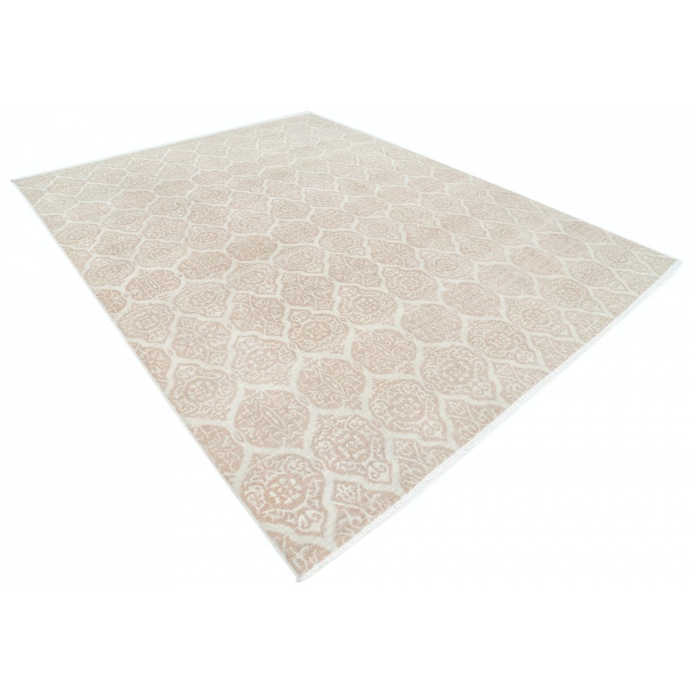 Hand Knotted Trellis Rug, Beige Wool Area Rug, Ornamental Pattern Carpet Hand Knotted Trellis Rug, Beige Wool Area Rug, Ornamental Pattern Carpet
