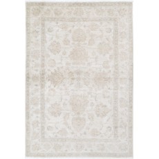 Hand Knotted Turkish Wool Rug with All-Over Floral Design | New Beige Accent Rug