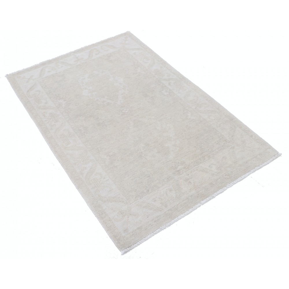 Hand Knotted Oushak Rug | Beige Turkish Accent Rug with All-Over Floral Design | 100% Wool Hand Knotted Oushak Rug | Beige Turkish Accent Rug with All-Over Floral Design | 100% Wool