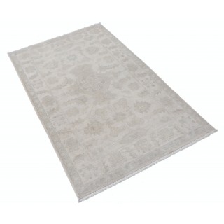 Hand Knotted Small Turkish Wool Rug | Beige Accent Rug with Floral Design