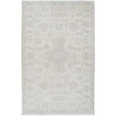 Hand Knotted Small Turkish Wool Rug | Beige Accent Rug with Floral Design