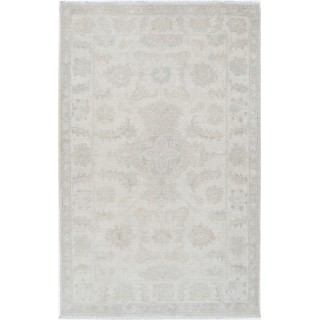 Hand Knotted Small Turkish Wool Rug | Beige Accent Rug with Floral Design