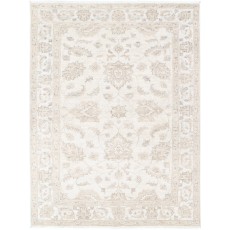 Beige Turkish Area Rug with All-Over Floral Design | Hand Knotted Accent Rug | 100% Wool