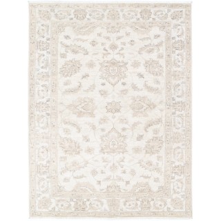 Beige Turkish Area Rug with All-Over Floral Design | Hand Knotted Accent Rug | 100% Wool