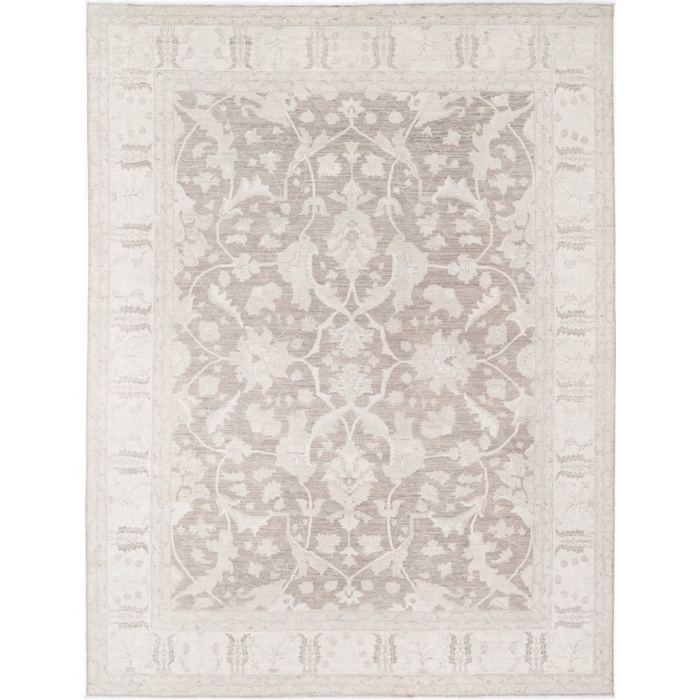 Hand Knotted Ivory, Gray Wool Area Rug | Turkish Oushak Style Carpet Hand Knotted Ivory, Gray Wool Area Rug | Turkish Oushak Style Carpet