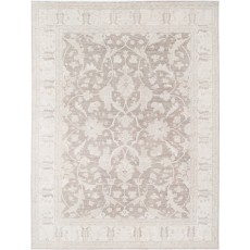 Hand Knotted Ivory, Gray Wool Area Rug | Turkish Oushak Style Carpet