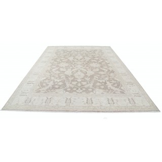 Hand Knotted Ivory, Gray Wool Area Rug | Turkish Oushak Style Carpet
