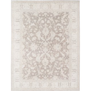 Hand Knotted Ivory, Gray Wool Area Rug | Turkish Oushak Style Carpet