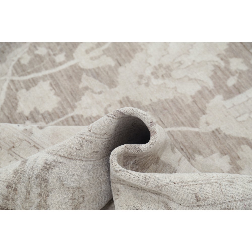 Hand Knotted Ivory, Gray Wool Area Rug | Turkish Oushak Style Carpet Hand Knotted Ivory, Gray Wool Area Rug | Turkish Oushak Style Carpet