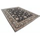 Hand Knotted Wool Area Rug with Black Field and Ivory Border | Floral Oushak Carpet Hand Knotted Wool Area Rug with Black Field and Ivory Border | Floral Oushak Carpet