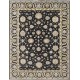 Hand Knotted Wool Area Rug with Black Field and Ivory Border | Floral Oushak Carpet Hand Knotted Wool Area Rug with Black Field and Ivory Border | Floral Oushak Carpet