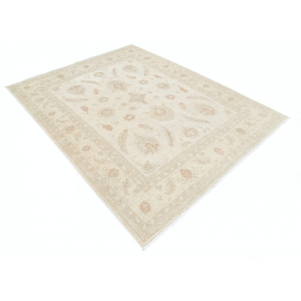 Hand Knotted Oushak Rug | Beige Turkish Carpet with All-Over Floral Design | 100% Wool Hand Knotted Oushak Rug | Beige Turkish Carpet with All-Over Floral Design | 100% Wool