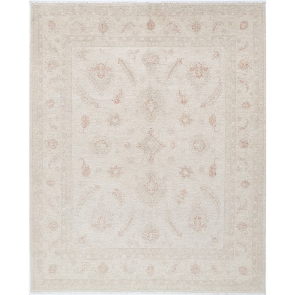 Hand Knotted Oushak Rug | Beige Turkish Carpet with All-Over Floral Design | 100% Wool Hand Knotted Oushak Rug | Beige Turkish Carpet with All-Over Floral Design | 100% Wool