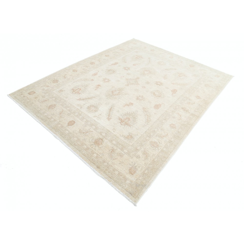 Hand Knotted Oushak Rug | Beige Turkish Carpet with All-Over Floral Design | 100% Wool Hand Knotted Oushak Rug | Beige Turkish Carpet with All-Over Floral Design | 100% Wool