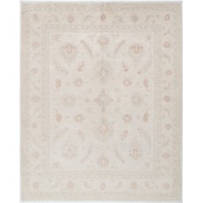 Hand Knotted Oushak Rug | Beige Turkish Carpet with All-Over Floral Design | 100% Wool