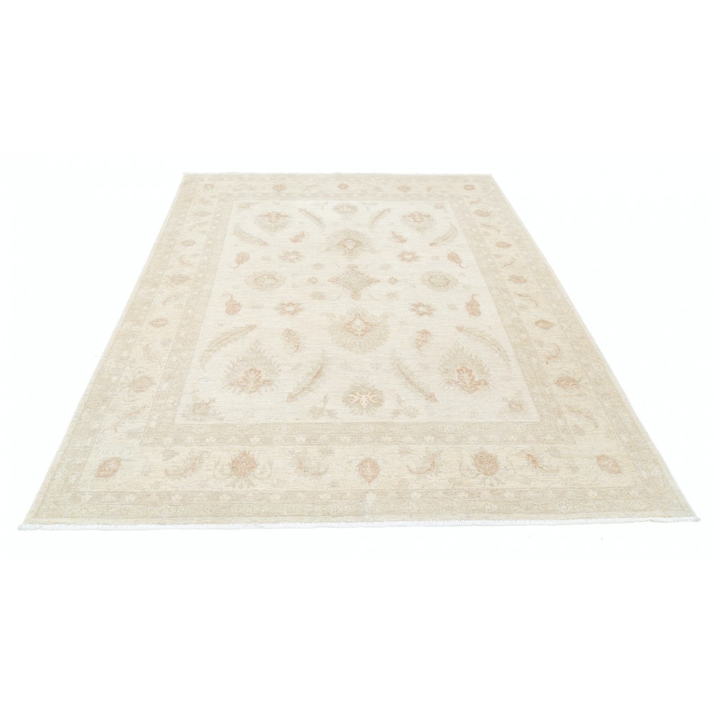 Hand Knotted Oushak Rug | Beige Turkish Carpet with All-Over Floral Design | 100% Wool Hand Knotted Oushak Rug | Beige Turkish Carpet with All-Over Floral Design | 100% Wool