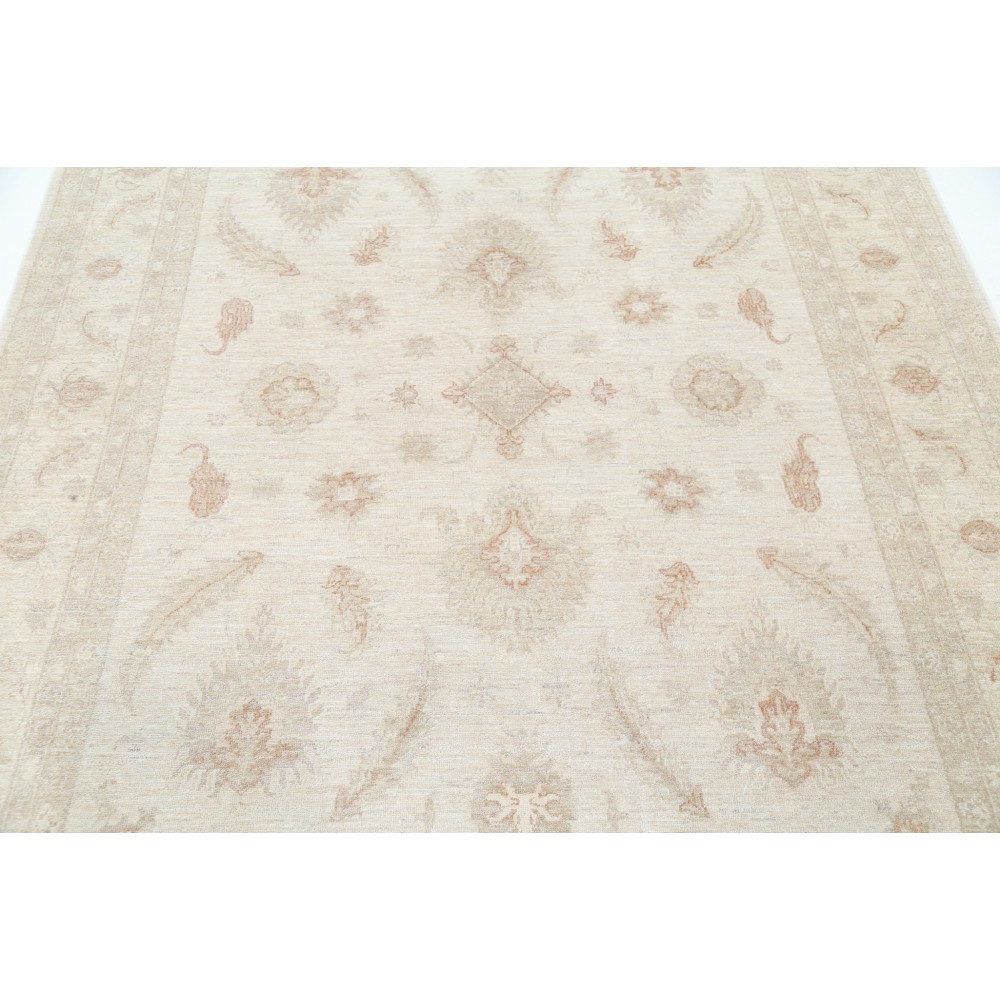 Hand Knotted Oushak Rug | Beige Turkish Carpet with All-Over Floral Design | 100% Wool Hand Knotted Oushak Rug | Beige Turkish Carpet with All-Over Floral Design | 100% Wool