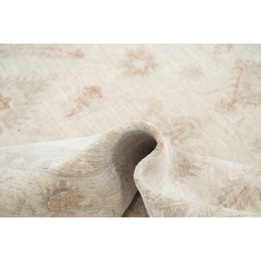 Hand Knotted Oushak Rug | Beige Turkish Carpet with All-Over Floral Design | 100% Wool Hand Knotted Oushak Rug | Beige Turkish Carpet with All-Over Floral Design | 100% Wool