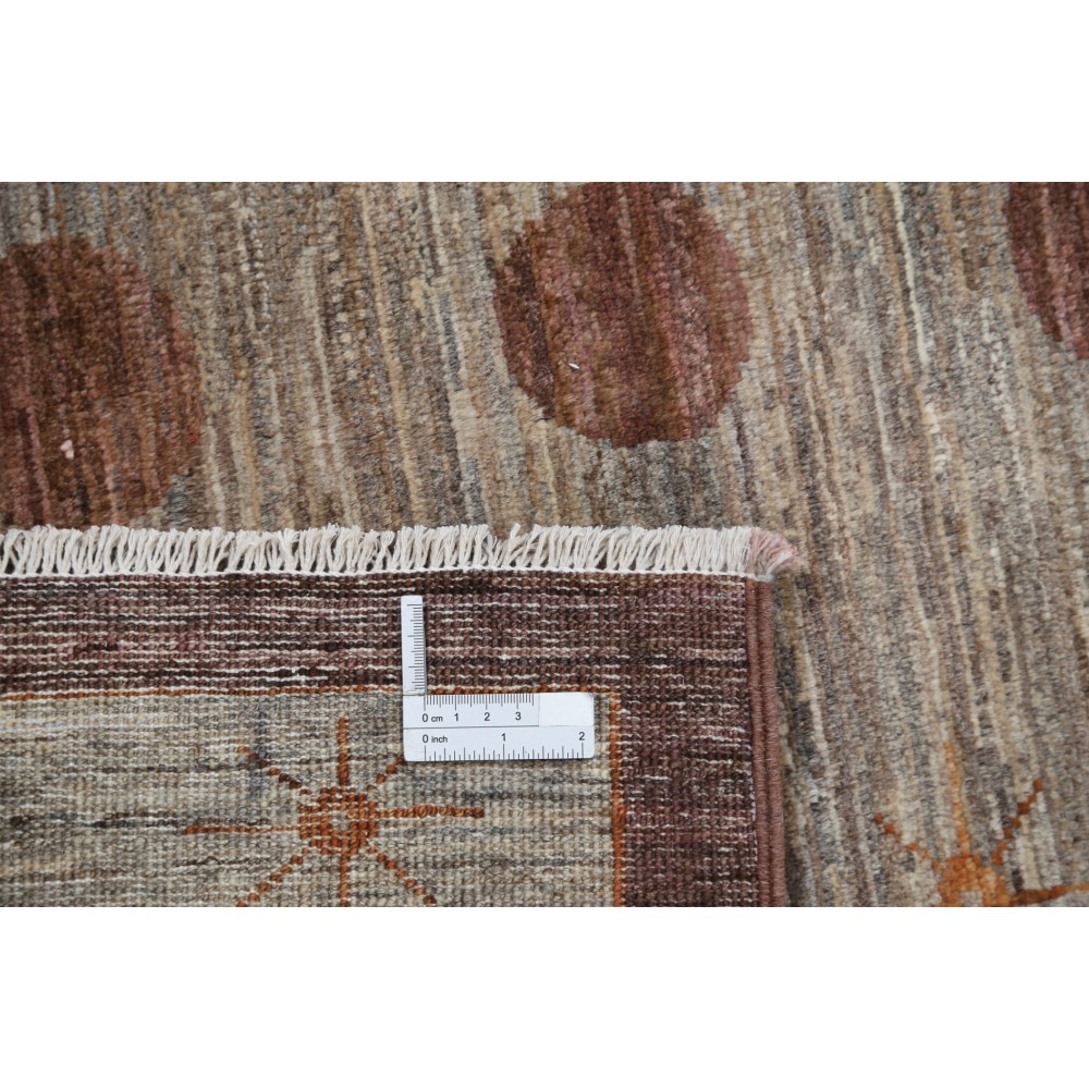 Hand Knotted Beige and Brown Wool Area Rug | Minimal Polka Dot Design Carpet Hand Knotted Beige and Brown Wool Area Rug | Minimal Polka Dot Design Carpet