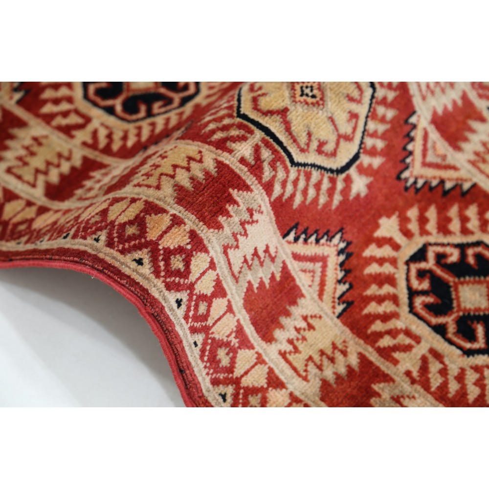 Hand Knotted Red, Ivory Wool Area Rug | Traditional Tribal Carpet Hand Knotted Red, Ivory Wool Area Rug | Traditional Tribal Carpet