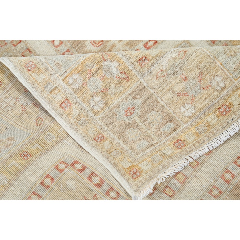 Hand Knotted Beige, Soft Gold Wool Area Rug | Geometric Panel Small Rug Hand Knotted Beige, Soft Gold Wool Area Rug | Geometric Panel Small Rug