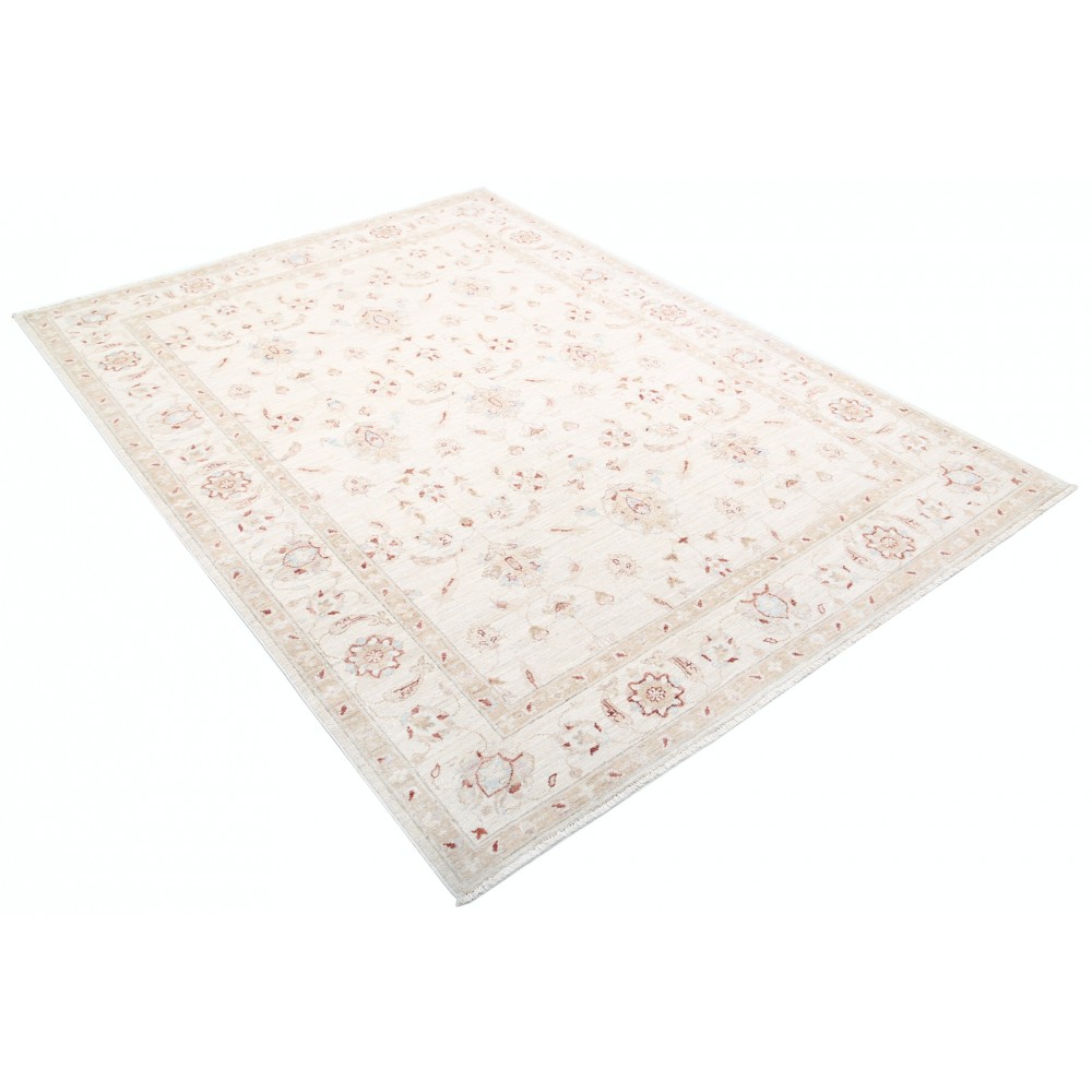 Hand Knotted Oushak Style Rug | Beige Turkish Carpet with All-Over Floral Design | 100% Wool Hand Knotted Oushak Style Rug | Beige Turkish Carpet with All-Over Floral Design | 100% Wool
