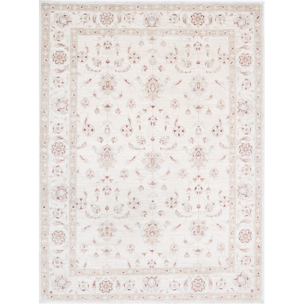 Hand Knotted Oushak Style Rug | Beige Turkish Carpet with All-Over Floral Design | 100% Wool Hand Knotted Oushak Style Rug | Beige Turkish Carpet with All-Over Floral Design | 100% Wool