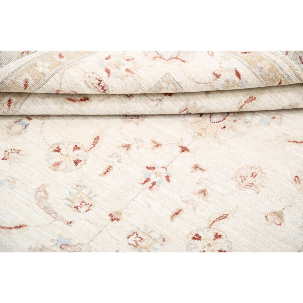Hand Knotted Oushak Style Rug | Beige Turkish Carpet with All-Over Floral Design | 100% Wool Hand Knotted Oushak Style Rug | Beige Turkish Carpet with All-Over Floral Design | 100% Wool