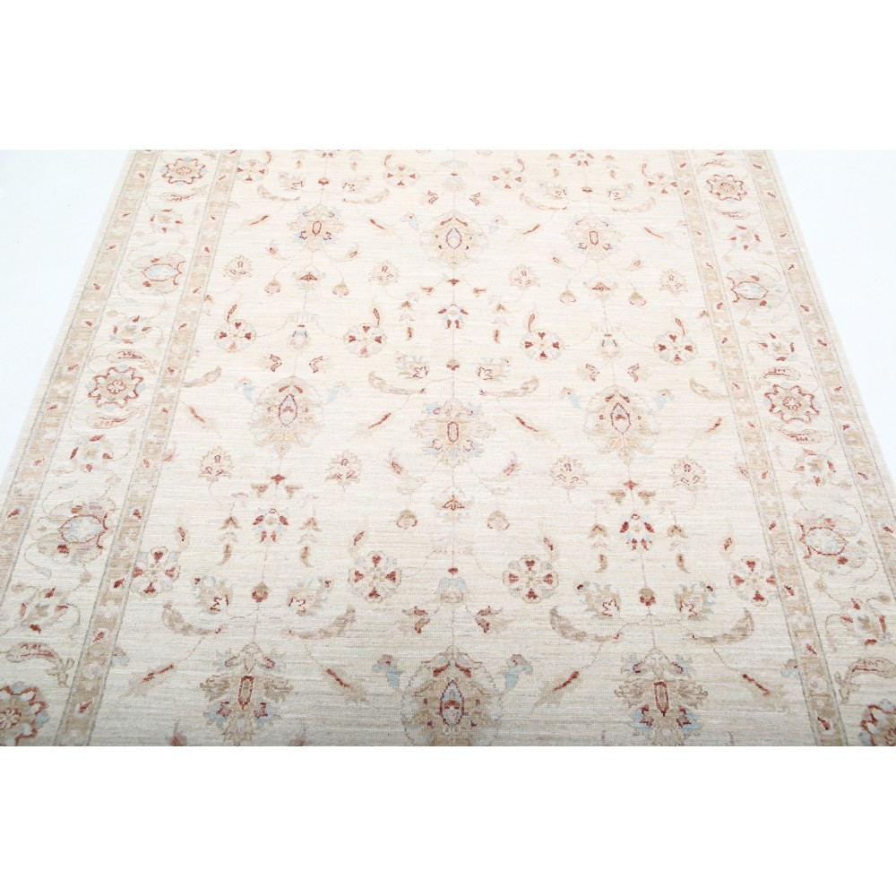 Hand Knotted Oushak Style Rug | Beige Turkish Carpet with All-Over Floral Design | 100% Wool Hand Knotted Oushak Style Rug | Beige Turkish Carpet with All-Over Floral Design | 100% Wool