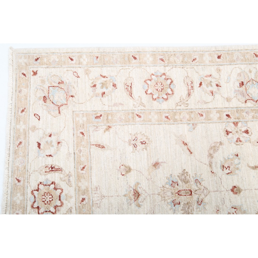 Hand Knotted Oushak Style Rug | Beige Turkish Carpet with All-Over Floral Design | 100% Wool Hand Knotted Oushak Style Rug | Beige Turkish Carpet with All-Over Floral Design | 100% Wool