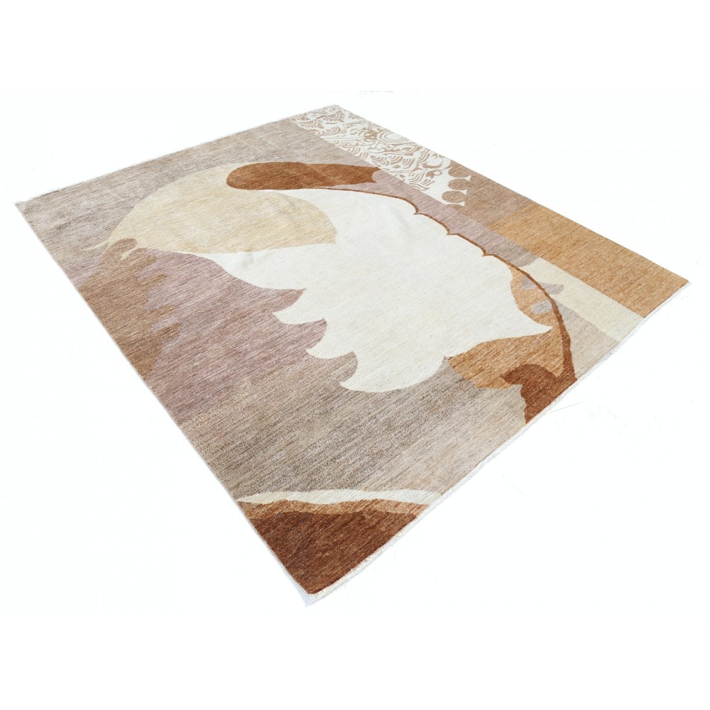 Hand Knotted Beige, Brown and Ivory Wool Area Rug | Abstract Design Carpet Hand Knotted Beige, Brown and Ivory Wool Area Rug | Abstract Design Carpet