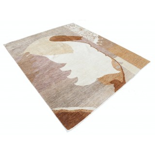 Hand Knotted Beige, Brown and Ivory Wool Area Rug | Abstract Design Carpet