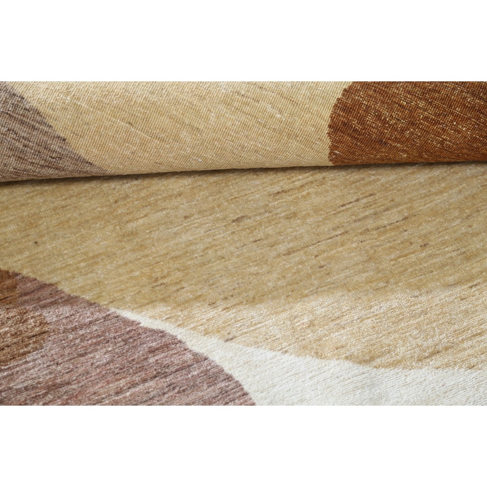 Hand Knotted Beige, Brown and Ivory Wool Area Rug | Abstract Design Carpet Hand Knotted Beige, Brown and Ivory Wool Area Rug | Abstract Design Carpet
