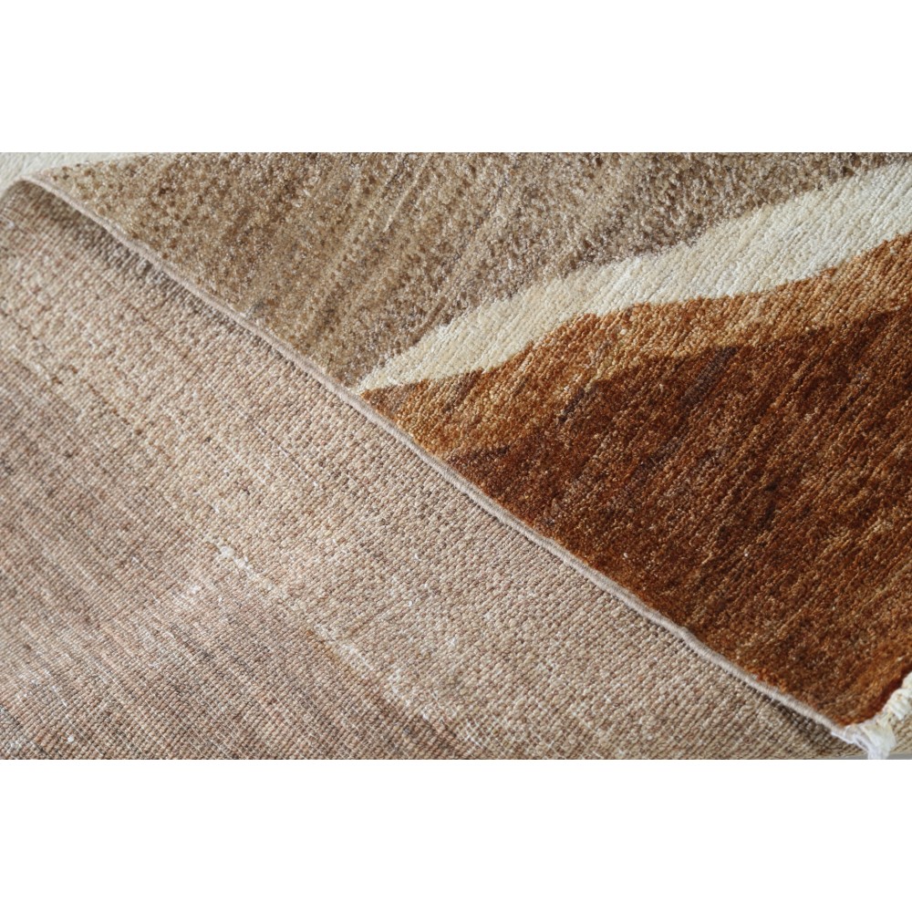 Hand Knotted Beige, Brown and Ivory Wool Area Rug | Abstract Design Carpet Hand Knotted Beige, Brown and Ivory Wool Area Rug | Abstract Design Carpet