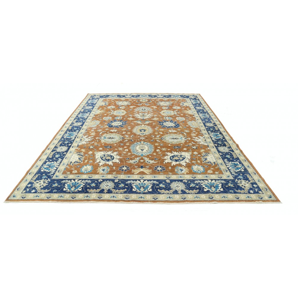 Hand Knotted Large Area Rug for Living Room Decor | 100% Wool Floral Design Carpet