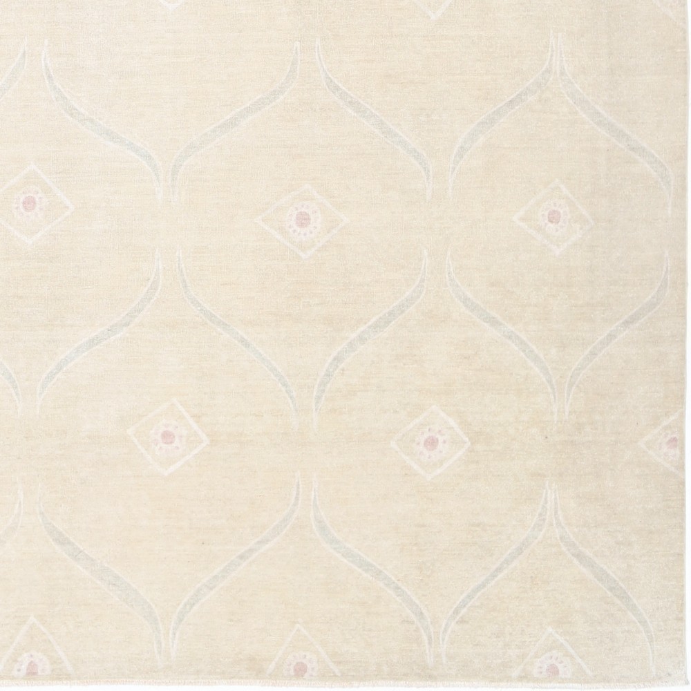 Hand Knotted Geometric Rug, Beige Wool Area Rug, Neutral Pattern Carpet Hand Knotted Geometric Rug, Beige Wool Area Rug, Neutral Pattern Carpet