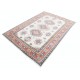 Hand Knotted Red, Ivory, Navy Blue Wool Area Rug | Turkish Geometric Design Rug Hand Knotted Red, Ivory, Navy Blue Wool Area Rug | Turkish Geometric Design Rug