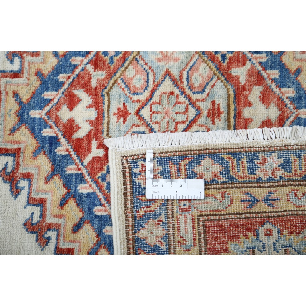 Hand Knotted Red, Ivory, Navy Blue Wool Area Rug | Turkish Geometric Design Rug Hand Knotted Red, Ivory, Navy Blue Wool Area Rug | Turkish Geometric Design Rug