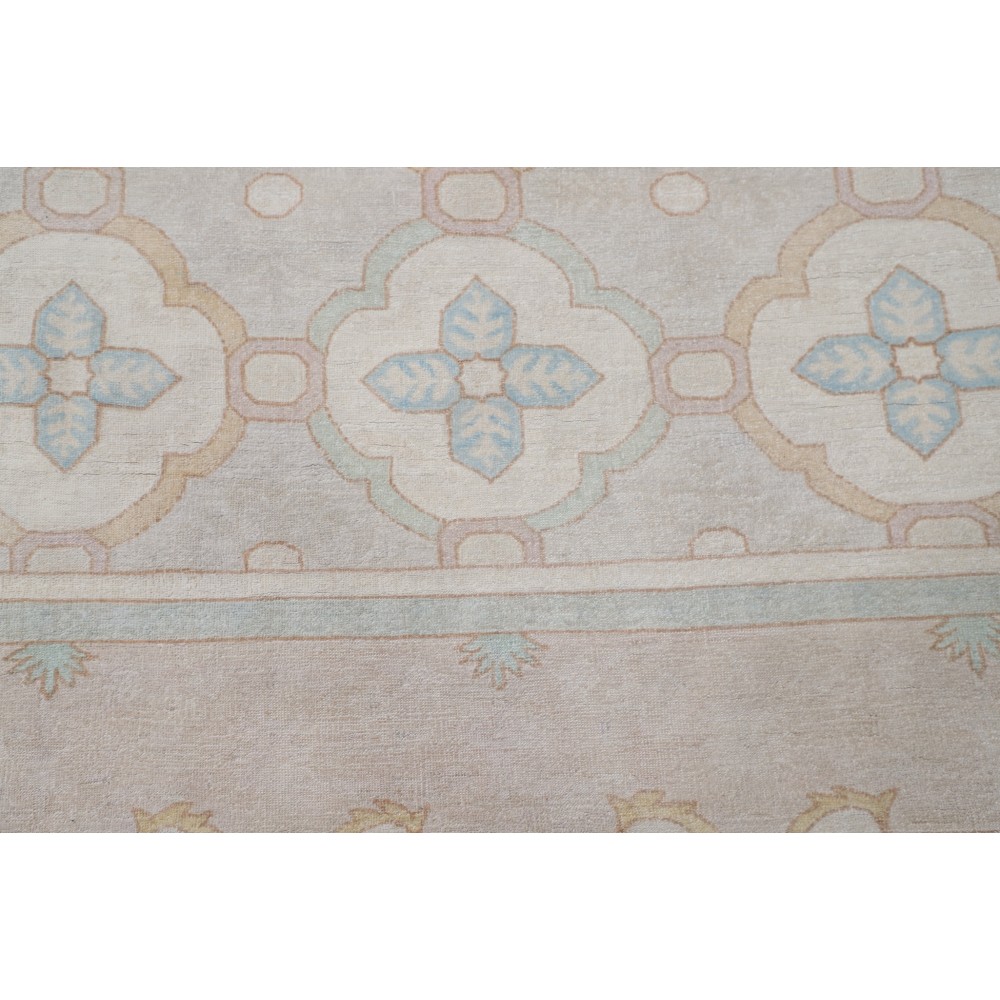 Hand Knotted Beige, Light Blue, Taupe Wool Rug | Geometric Trellis Pattern Carpet Hand Knotted Beige, Light Blue, Taupe Wool Rug | Geometric Trellis Pattern Carpet