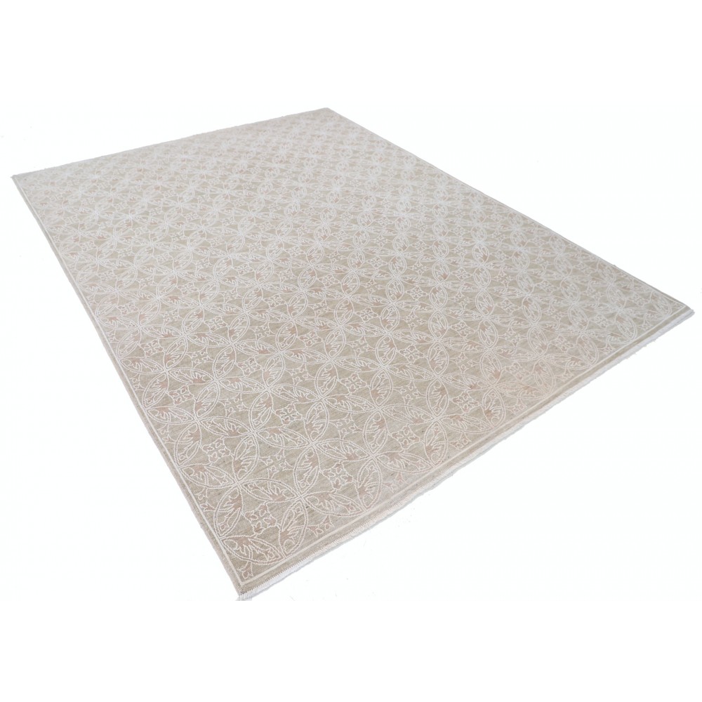 Hand Knotted Beige, Ivory Wool Area Rug | Turkish Trellis Design Carpet Hand Knotted Beige, Ivory Wool Area Rug | Turkish Trellis Design Carpet