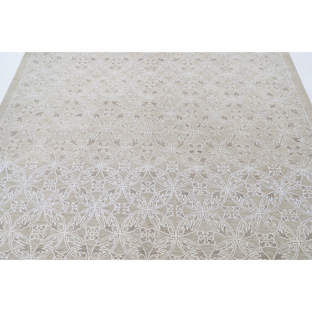 Hand Knotted Beige Wool Area Rug | Turkish Leaf Trellis Design Carpet Hand Knotted Beige Wool Area Rug | Turkish Leaf Trellis Design Carpet