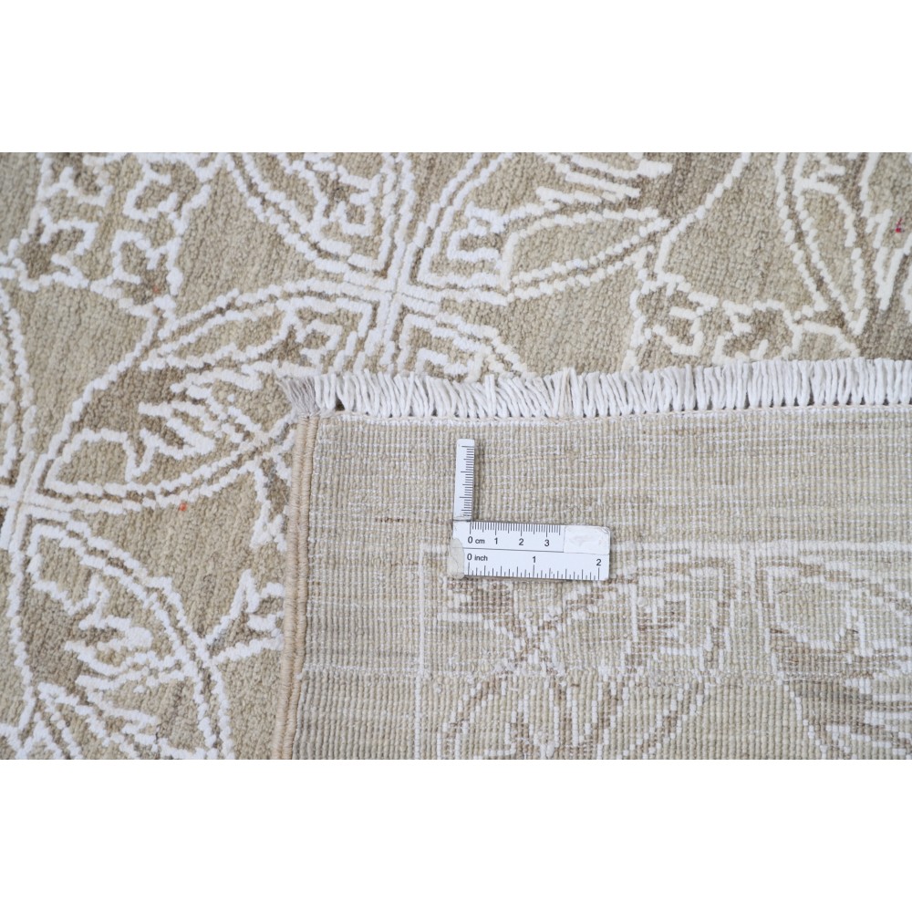 Hand Knotted Beige Wool Area Rug | Turkish Leaf Trellis Design Carpet Hand Knotted Beige Wool Area Rug | Turkish Leaf Trellis Design Carpet